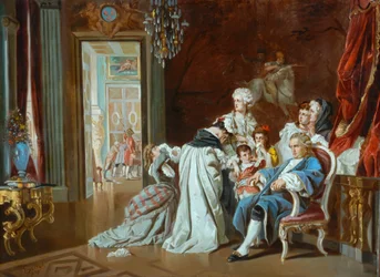 Lodewijk XVI en de koninklijke familie bij de val van Versailles